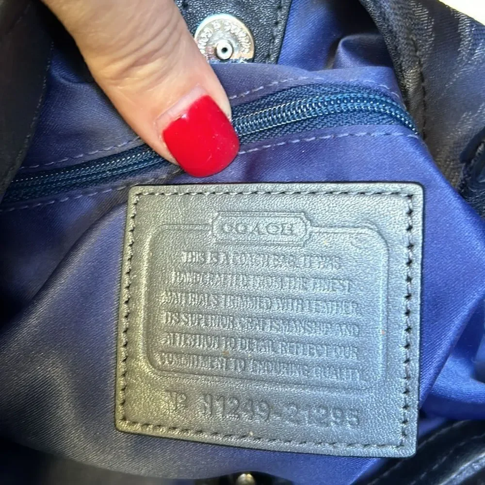 Coach Madison Phoebe Tumbled Blue Logo 3 section Navy lining inside and dust bag